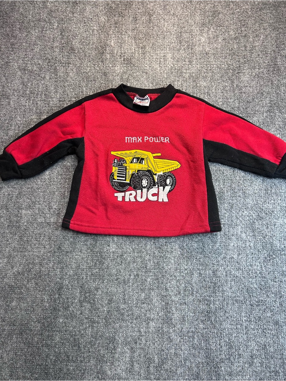 Mac Henry Vintage 1990’s Red & Black 'Max Power Truck' Kids Pullover Sweatshirt